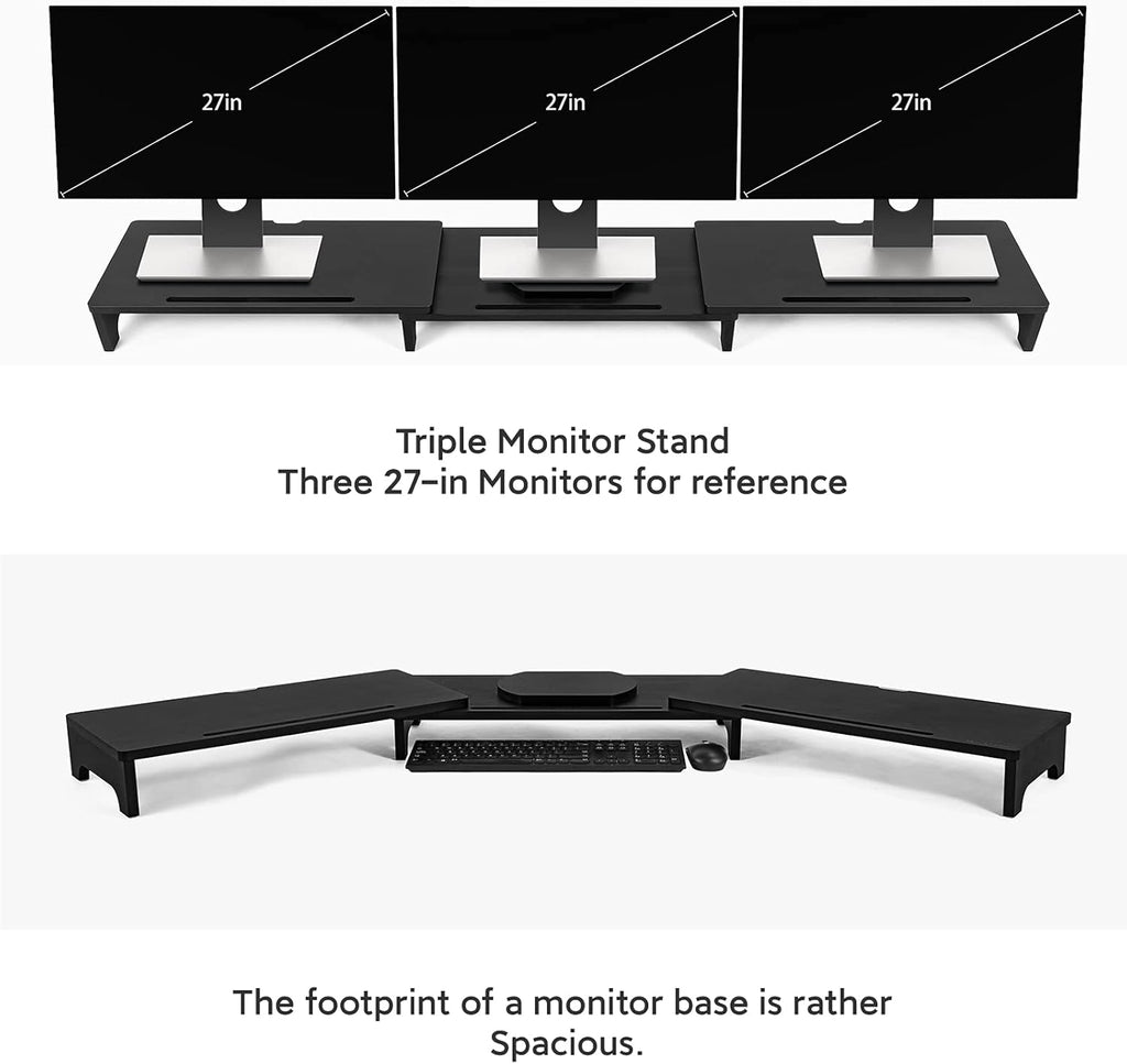 Bamboo Dual Monitor Stand Riser with 3 Shelves, Black Pack of 2 B36079