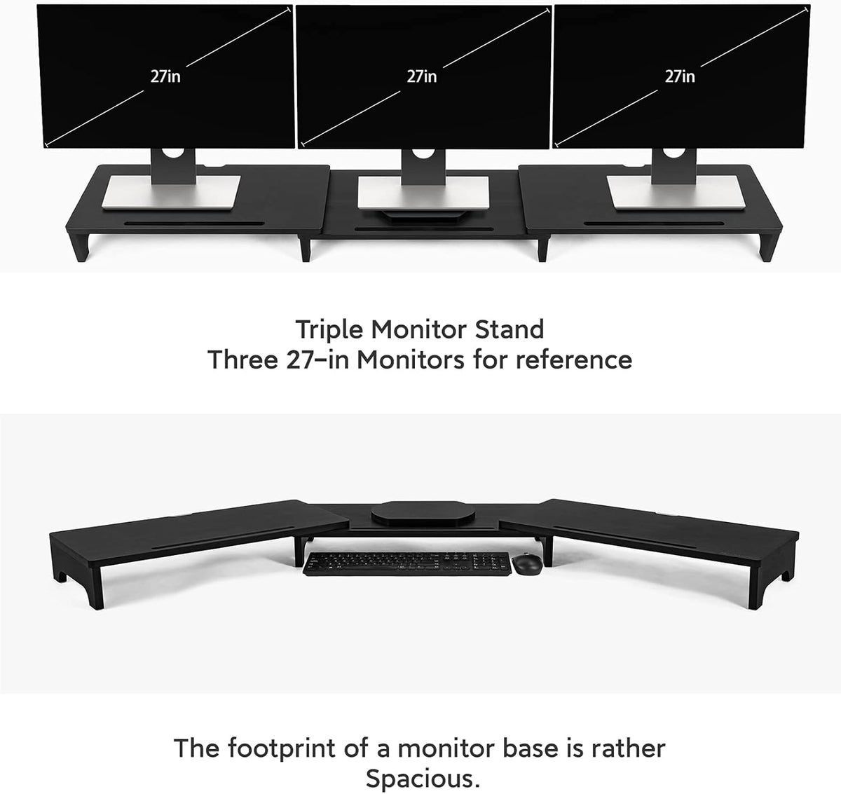 Bamboo Dual Monitor Stand Riser with 3 Shelves, Black Pack of 2 B36079
