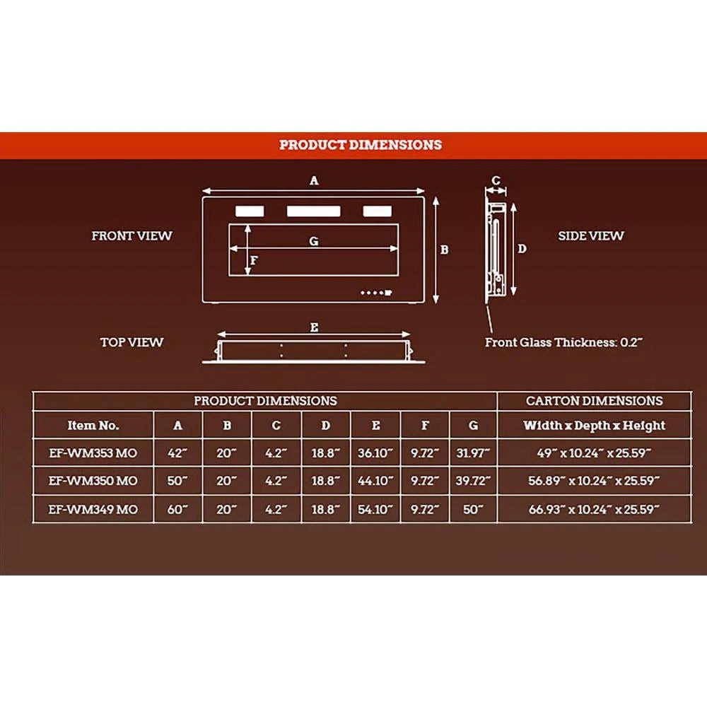 Black Wall-Mount Electric Fireplace Y2237