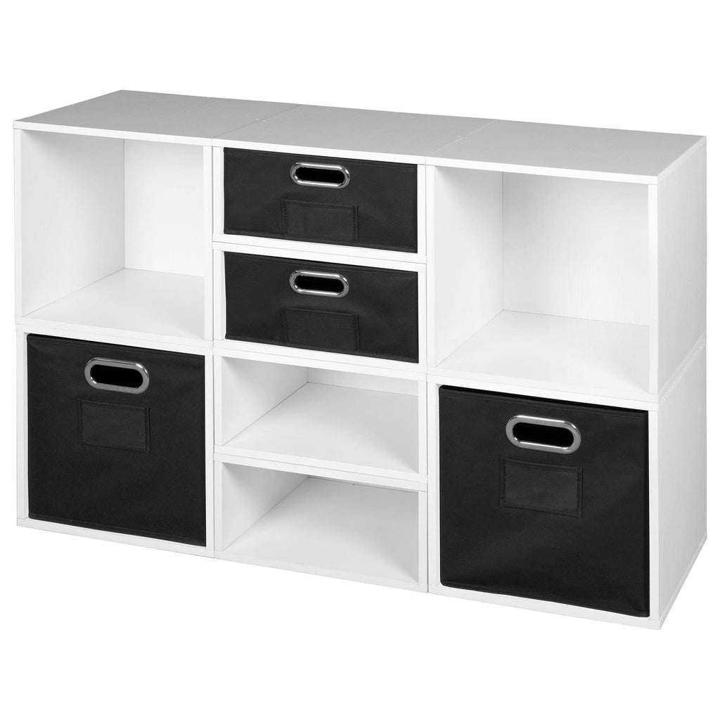 White Wood Grain/Black Storage Set with Foldable Storage Bins X13820