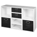 White Wood Grain/Black Storage Set with Foldable Storage Bins X13820