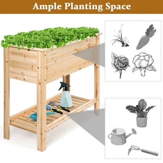 Raised Garden Bed with Storage Shelf Q712