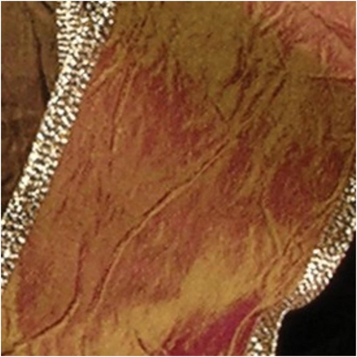 Metallic Gold and Amber Crinkled Silk Satin Wired Craft Ribbon 20 Yards I254