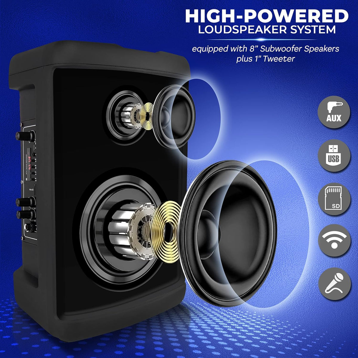 500W 15” Rechargeable Portable Bluetooth PA Speaker Z69114