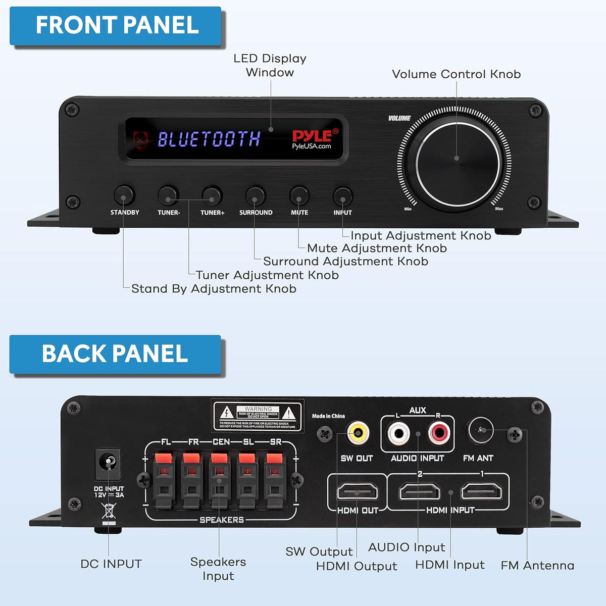 100W 5.1 Channel Home Theater Stereo Receiver Q3703