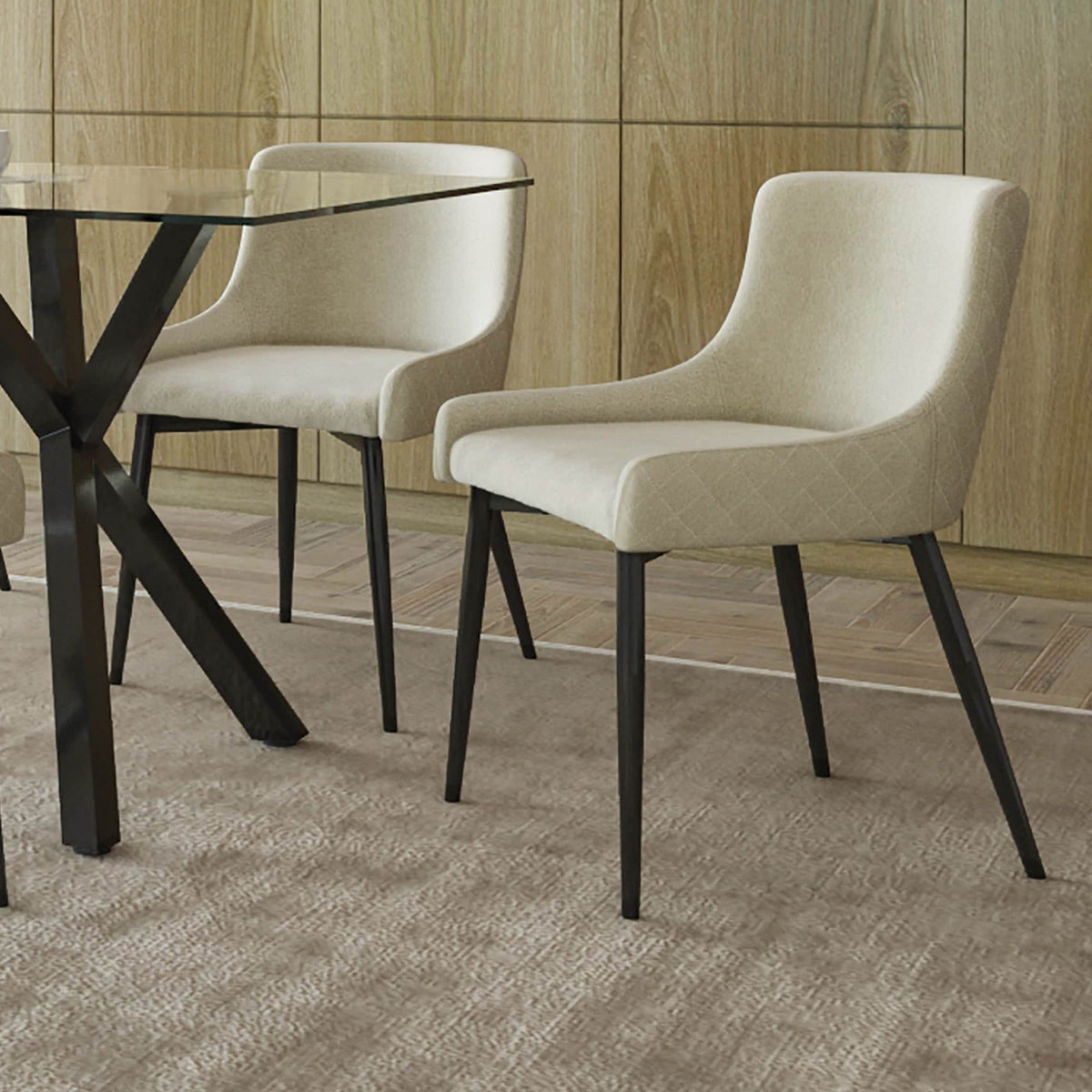Beige Upholstered Side Chairs Set of 2 Y93002